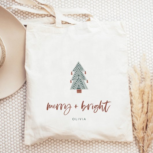 Tote Bag Joyeux et lumineux | Arbre de Noël Boho