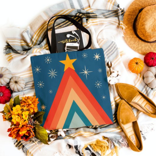 Tote Bag Joyeux et lumineux Arbre de Noël Super rétro