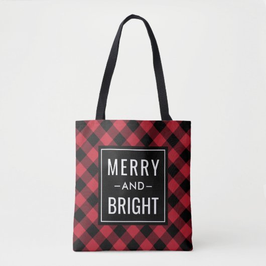 Tote Bag Joyeux et lumineux Buffalo rouge moderne Plaid Hol (Devant)