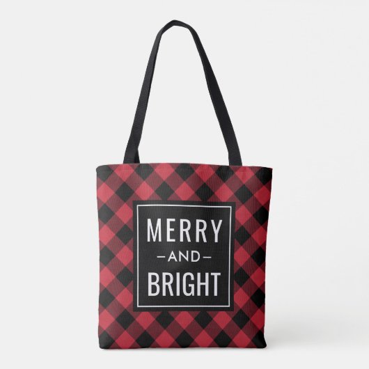 Tote Bag Joyeux et lumineux Buffalo rouge moderne Plaid Hol (Dos)