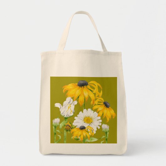 Tote Bag Joyeux été sur une Fourre-tout d'épicerie (Devant)