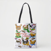 Tote Bag Joyeux félins de Noël (Devant)