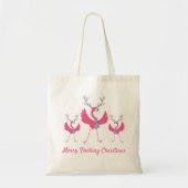 Tote Bag Joyeux flocage Noël Flamants roses amusants (Devant)