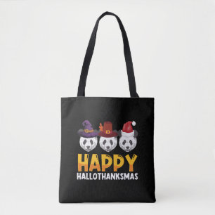 Tote Bag Joyeux Hallothanksmas Halloween Thanksgiving Joyeu
