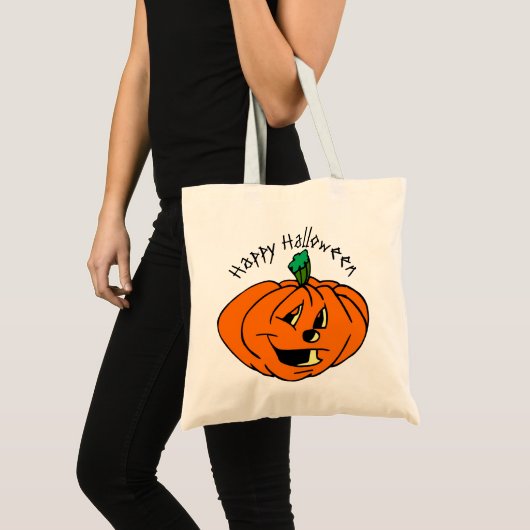 Tote Bag Joyeux Halloween, Amical, Citrouille Jack-o'Lanter (Devant (produit))