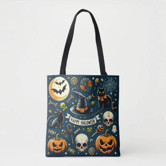Tote Bag Joyeux Halloween Amusant & Épouvantable (Devant)