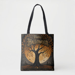 Tote Bag Joyeux Halloween Arbre Squelettique Pleine Lune Go