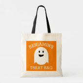 Tote Bag Joyeux Halloween avec le nom mignon Ghost Treat (Dos)