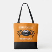 Tote Bag Joyeux Halloween avec le nom mignon Spider Treat (Dos)