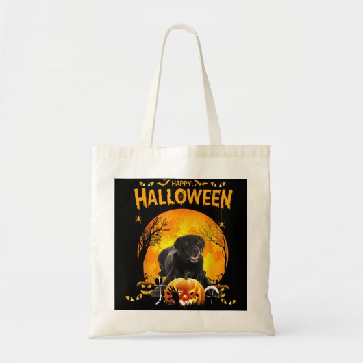 Tote Bag Joyeux Halloween Black Lab Chien Costumes Citrouil (Devant)