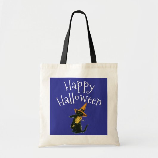 Tote Bag Joyeux Halloween, Chat noir (Devant)