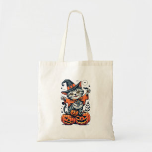 Tote Bag Joyeux Halloween Chat Sorcière