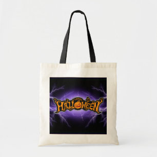 Tote Bag Joyeux Halloween Citrouille aux Yeux Rubis Foudre