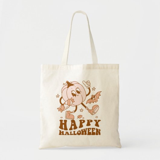 Tote Bag Joyeux Halloween| Citrouille de points de Polka ré (Devant)