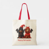 Tote Bag Joyeux Halloween Dachshund Chiens Devil Bat (Dos)