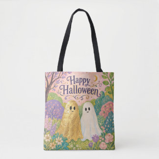 Tote Bag Joyeux Halloween Jardin de Fleurs de Fantôme Migno