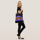 Tote Bag Joyeux Halloween Ruby Eyed Citrouille Purple Light (Sur le modèle)