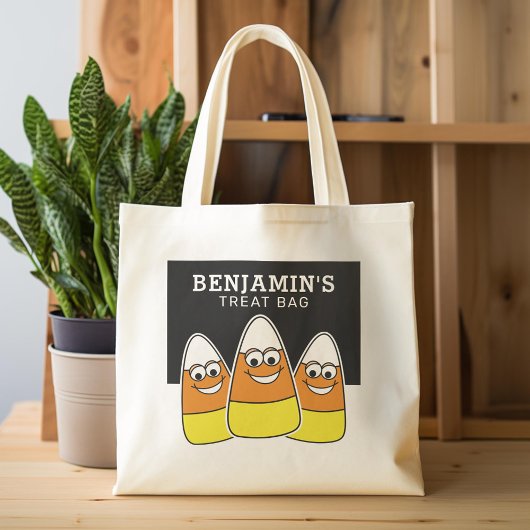 Tote Bag Joyeux Halloween Traiter Nom personnalisé Candy Co