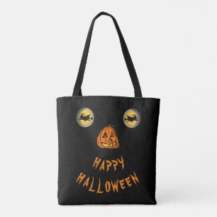 Tote Bag Joyeux Halloween Yeux de cuisine et nez Citrouille