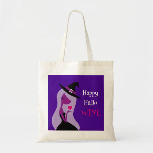 Tote Bag Joyeux Hallowine Cute Witte Vin Purple Rose