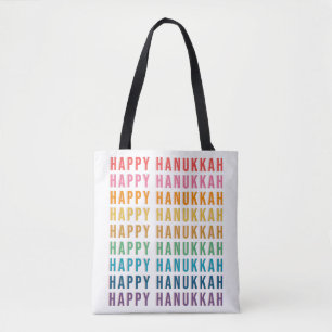 Tote Bag Joyeux Hanukkah Typographie simple aux couleurs
