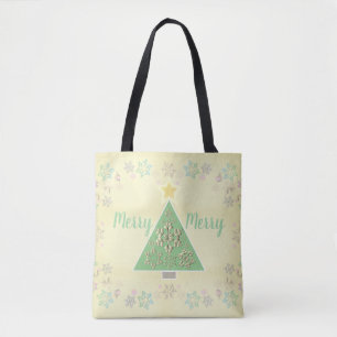 Tote Bag "Joyeux Joyeux" Arbre de Noël & Snowflakes