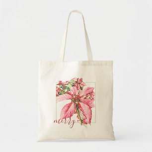 Tote Bag Joyeux Joyeux Poinsettia Vintage