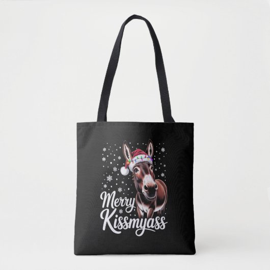 Tote Bag Joyeux Kissmyass âne Sarcastique Noël Funny Pyjama (Devant)