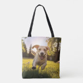 Tote Bag Joyeux Labrador Puppy Running (Dos)