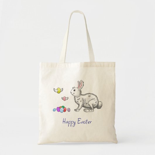 Tote Bag Joyeux Lapin de Pâques (Devant)