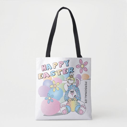 Tote Bag Joyeux Lapin de Pâques (Devant)