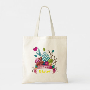 Tote Bag Joyeux lapin de Pâques, conception d'oeufs