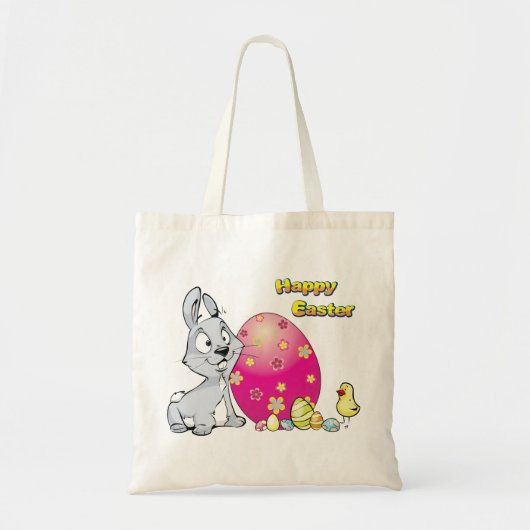 Tote Bag Joyeux lapin de Pâques et bébé poussin (Devant)