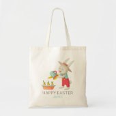 Tote Bag Joyeux Lapin de Pâques Nom des carottes d'arrosage (Devant)