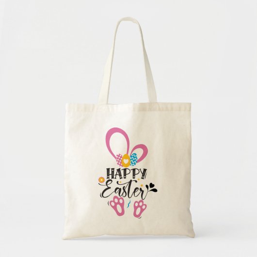 Tote Bag Joyeux lapin mignon de Pâques longues oreilles cha (Devant)