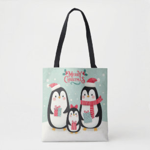 Tote Bag Joyeux manchots enneigés de Noël