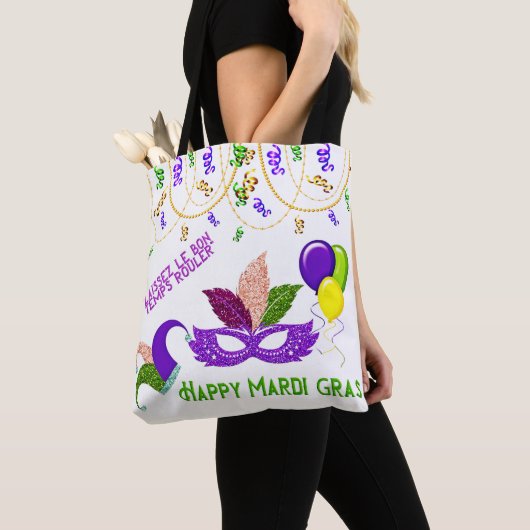 Tote Bag Joyeux Mardi Gras Fête Fête Colombina Mask (De près)