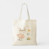 Tote Bag Joyeux Motif de lapin de Pâques (Dos)