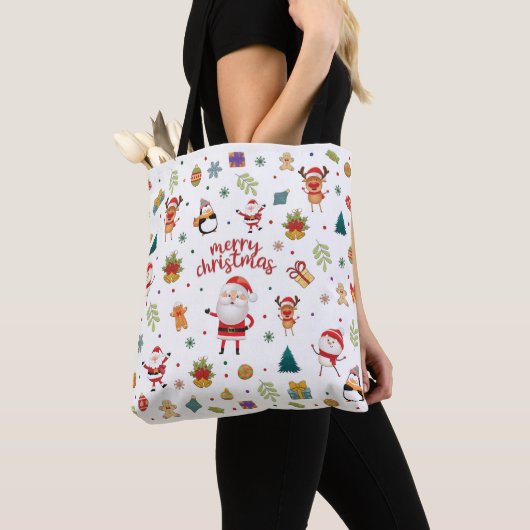 Tote Bag Joyeux Motif de Noël (De près)
