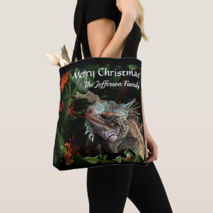 Tote Bag Joyeux Noël animal de compagnie Iguana Tropical P