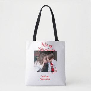 Tote Bag Joyeux Noël arbre de Noël rétro photo d'enfants