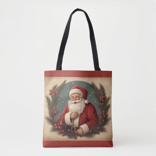 Tote Bag Joyeux Noël avec le Père Noël (Devant)