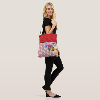Tote Bag Joyeux Noël avec le Père Noël et Mme Claus 