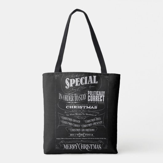 Tote Bag Joyeux Noël avec tableau de bord/correction politi (Dos)