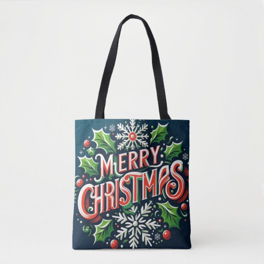 Tote Bag Joyeux Noël bleu (Devant)