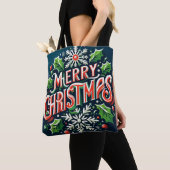 Tote Bag Joyeux Noël bleu (De près)