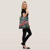 Tote Bag Joyeux Noël bleu (Sur le modèle)