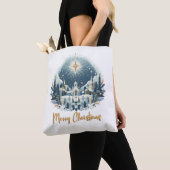 Tote Bag Joyeux Noël bleu et or (De près)