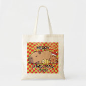 Tote Bag Joyeux Noël Capybara Mignon Nom (Devant)