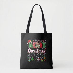 Tote Bag Joyeux Noël Chapeau Rouge de Père Noël Renne Père